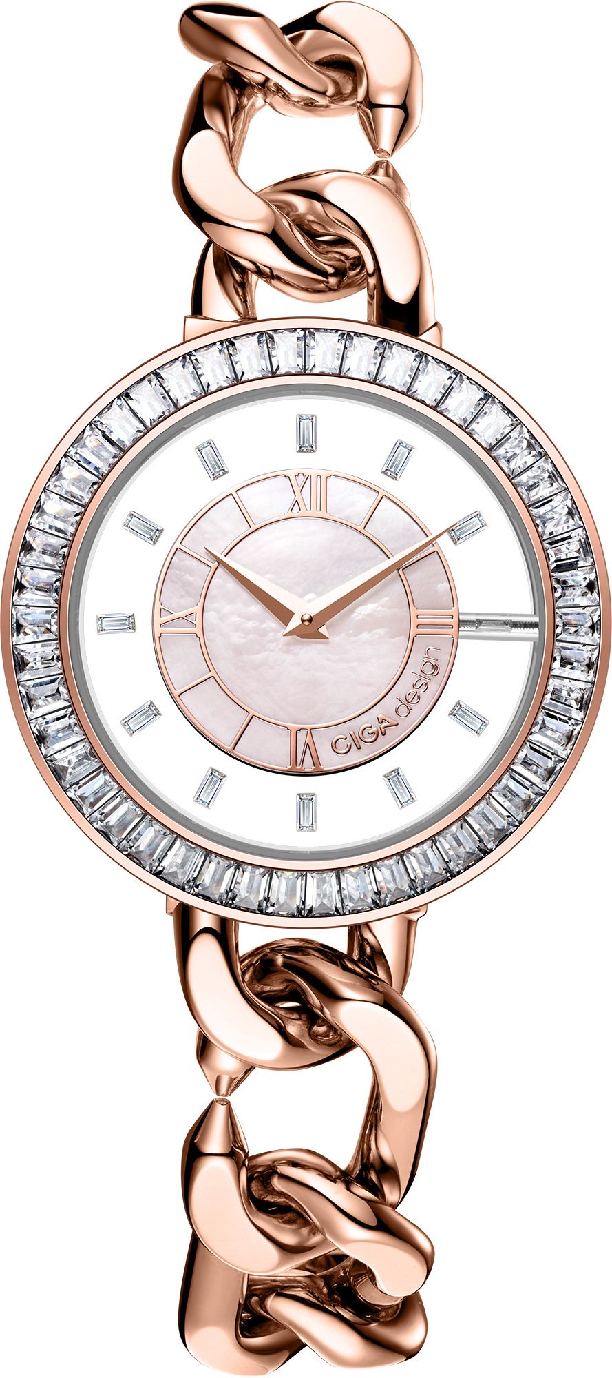 CIGA Design D022 REWH 3RE Quartz Watch 12mm Stainless Steel Rose Gold Dial