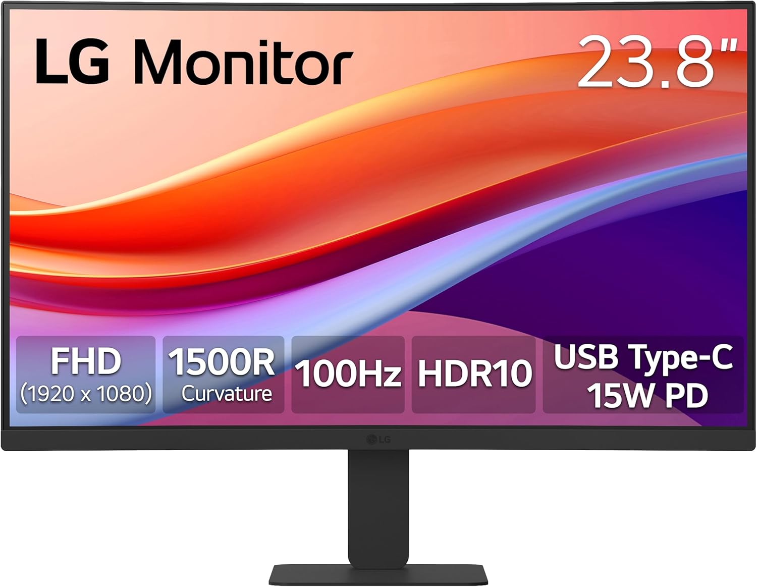 LG 24U421A-B 24 Inch FHD Curved Monitor