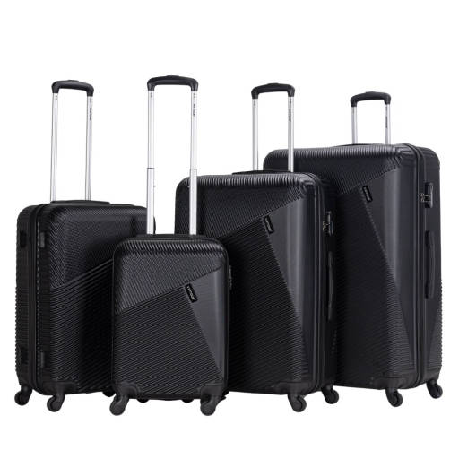 VIPTOUR ABS Hard Side 4 Piece Spinner Luggage Set Black VT-A390
