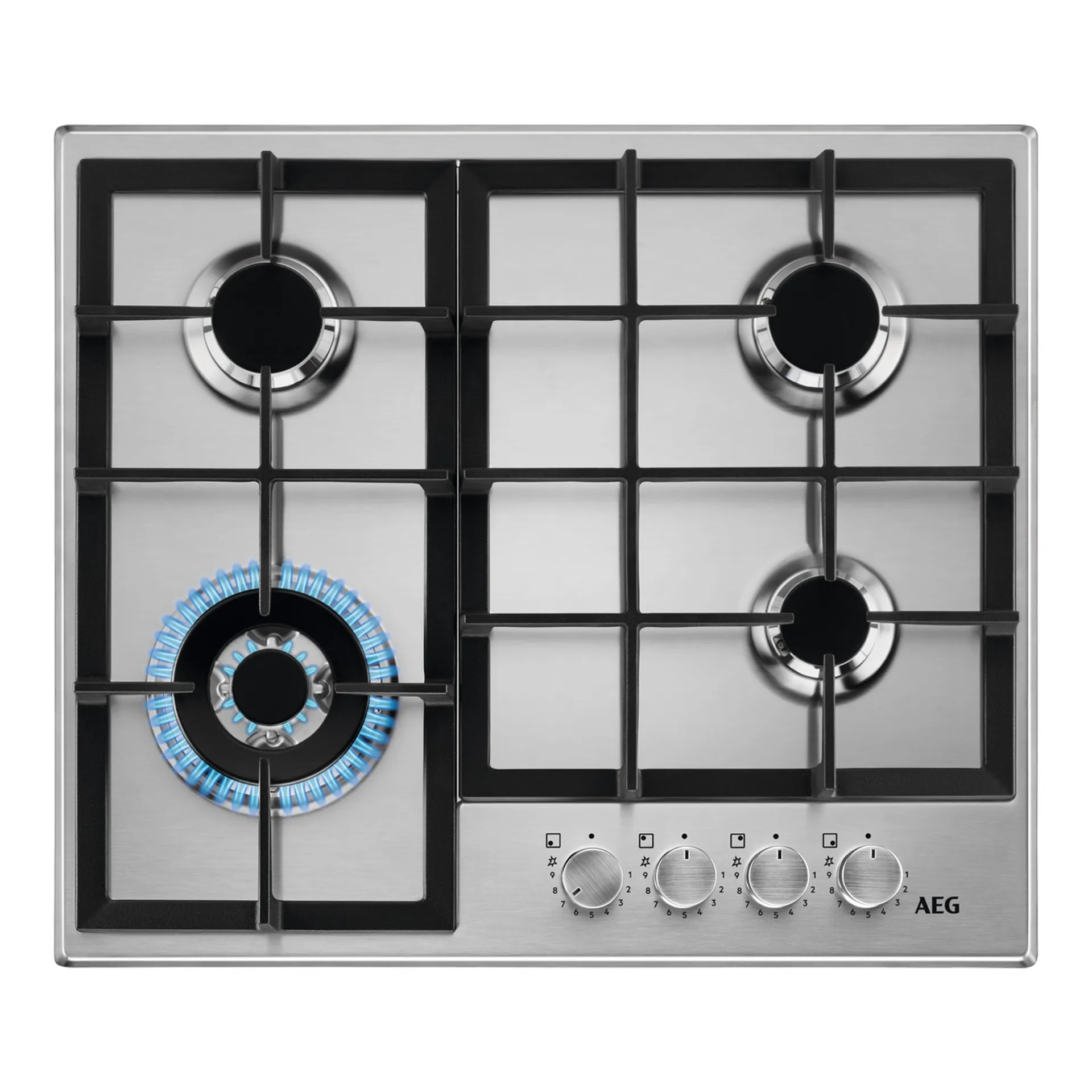 AEG 60cm Gas Hob Rotary Knob Control HGB64320SM Made in Italy