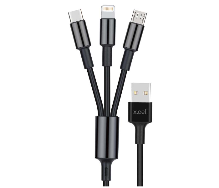 Xcell 3 in 1 Cable Micro USB Type-C Lightning 1.5M Black XL-CB-A31-1.5-BLK