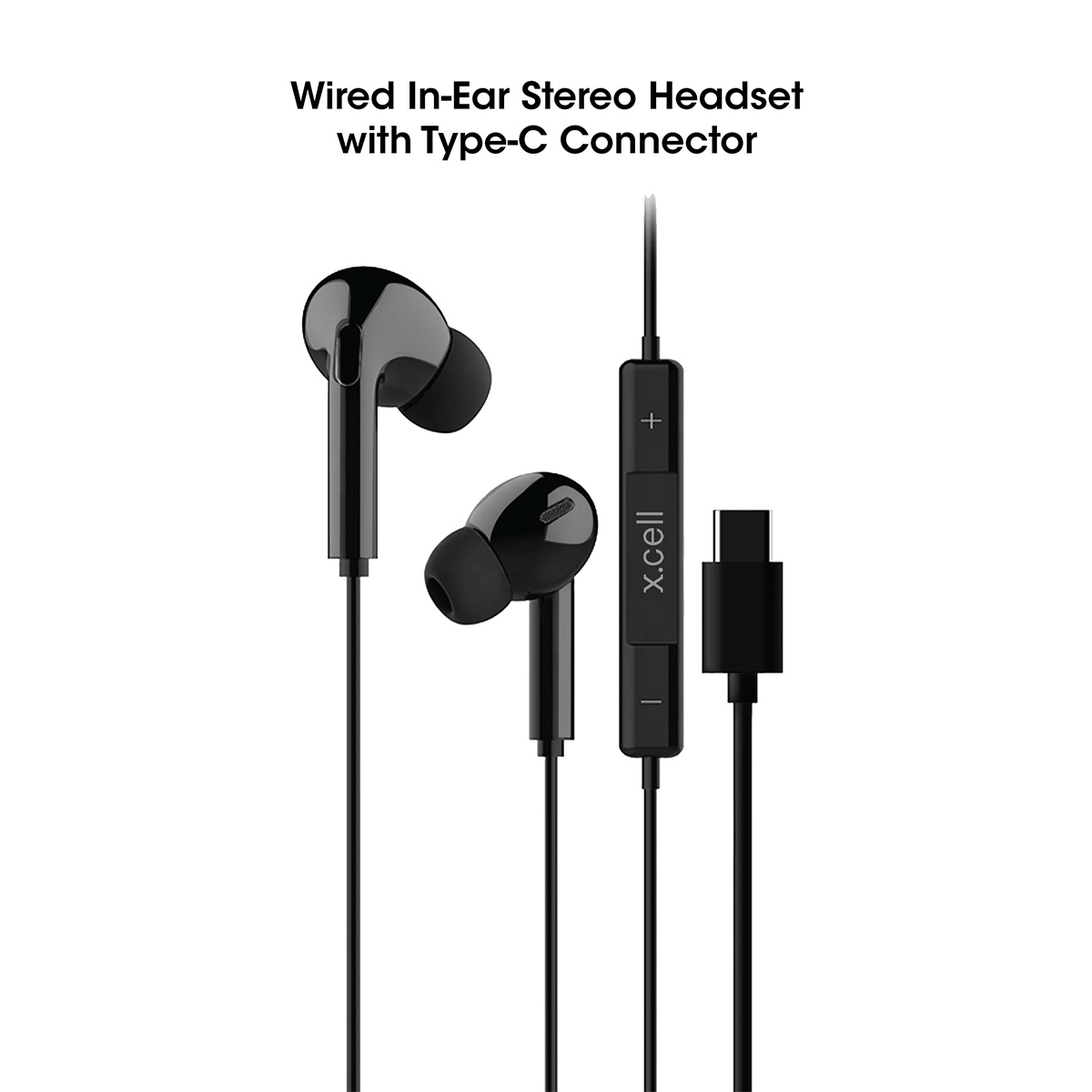 XL Stereo Wired USB-C In-Ear Headset Black | XL-HS-103C-BLK
