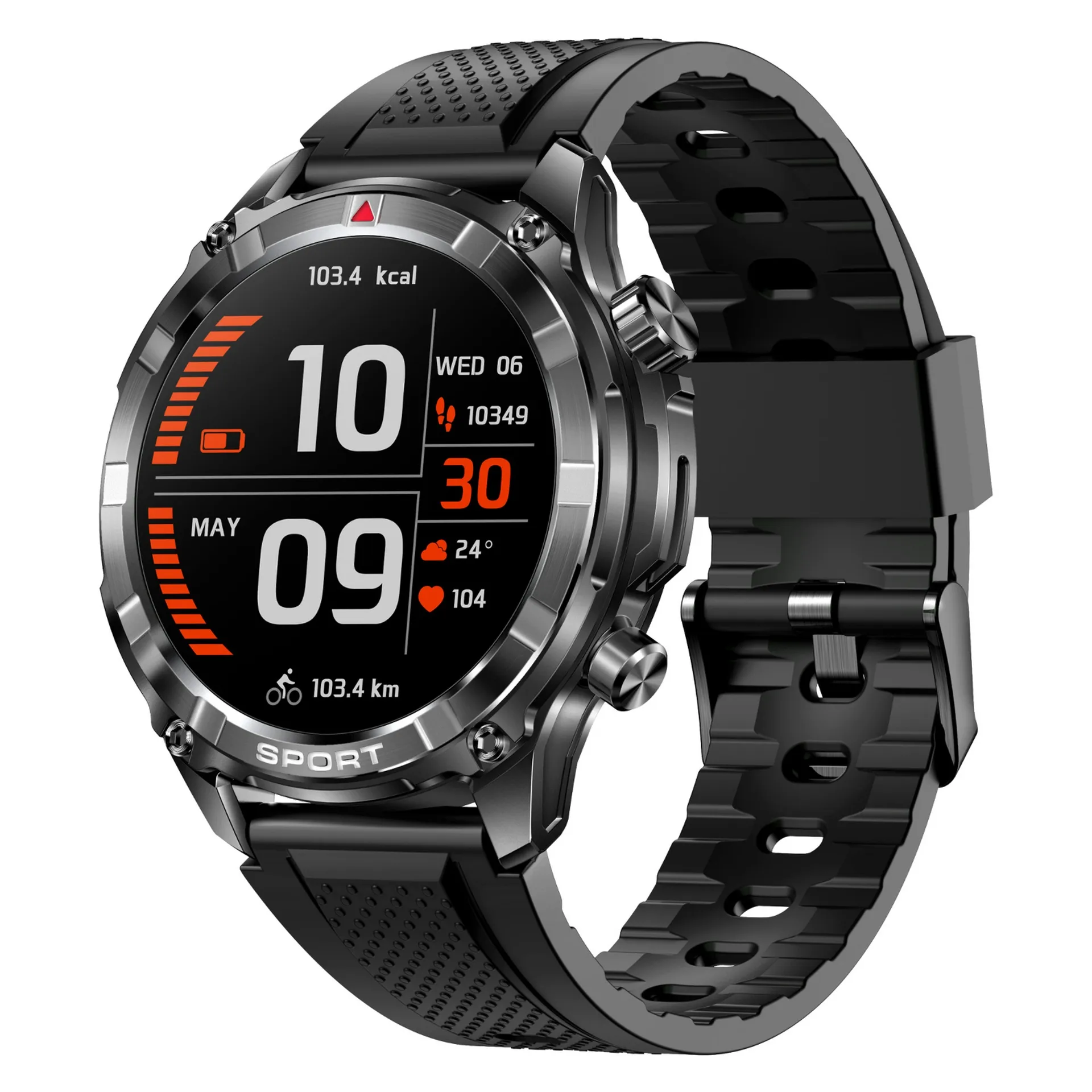 Xcell Smart Watch Black Frame Black Silicon Strap XL-WCH-ELITE6-BLKF-BSS