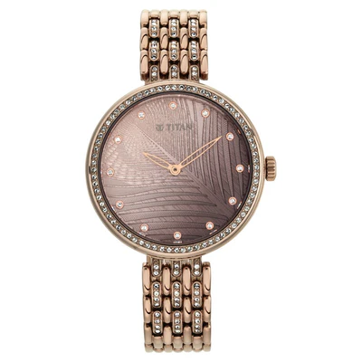 Titan Animalia Brown Dial Analog Stainless Steel Strap Watch for Women
