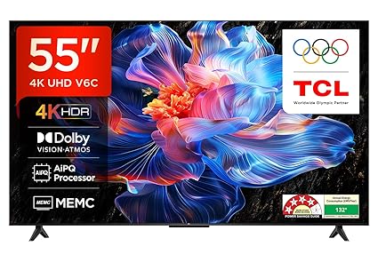 TCL 55" 4K UHD Smart TV with AiPQ Processor, MEMC 60Hz, HVA Panel & Bluetooth
