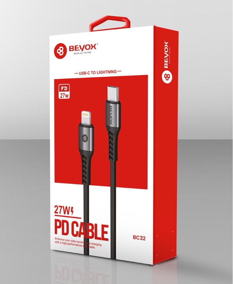 BEYOX BC-32 Lightning PD Cable 27W – Fast Charging & Durable Build