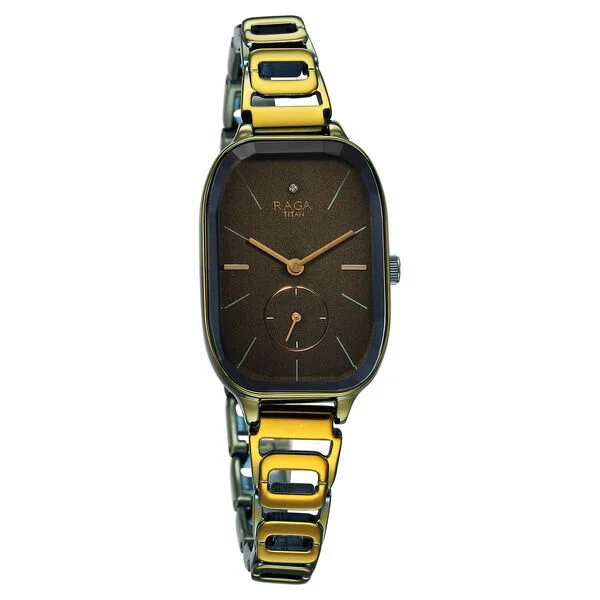 Titan Raga Chic Quartz Analog Green Dial Green Metal Strap Watch for Women 2687QM01