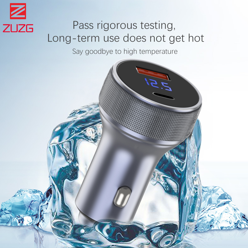 ZUZG ZC-C13PD 65W Car Charger – Dual Port Type-C PD + QC Fast Charging Adapter