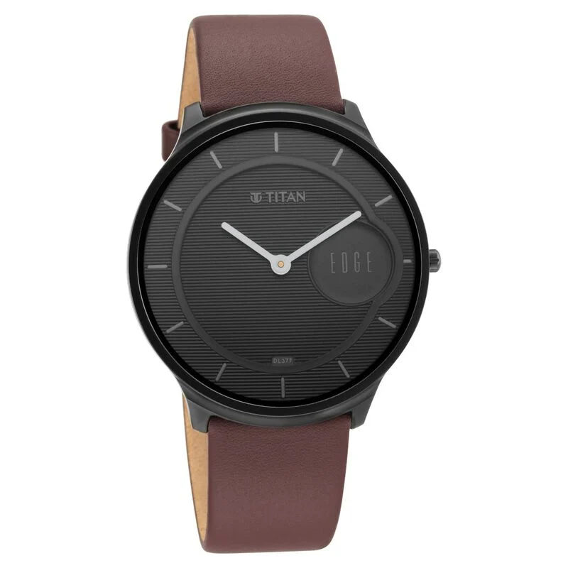 Titan Edge Baseline Black Dial Analog Watch for Men – Ultra-Slim & Sophisticated Design