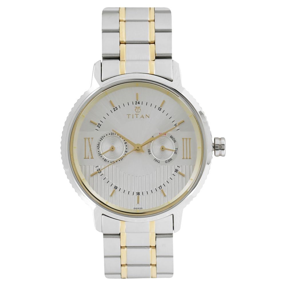 Titan Regalia Baron Silver Dial Analog with Date Stainless Steel Strap Watch for Men | Premium Classic Watch