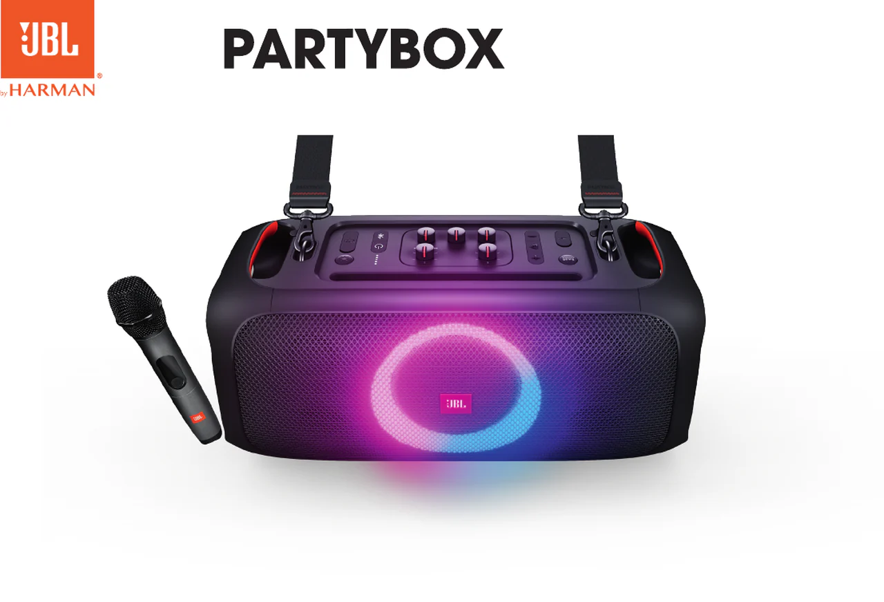 JBL PartyBox On-The-Go 2 Black Portable Party Speaker | Wireless Mic, Deep Bass & Light Effects