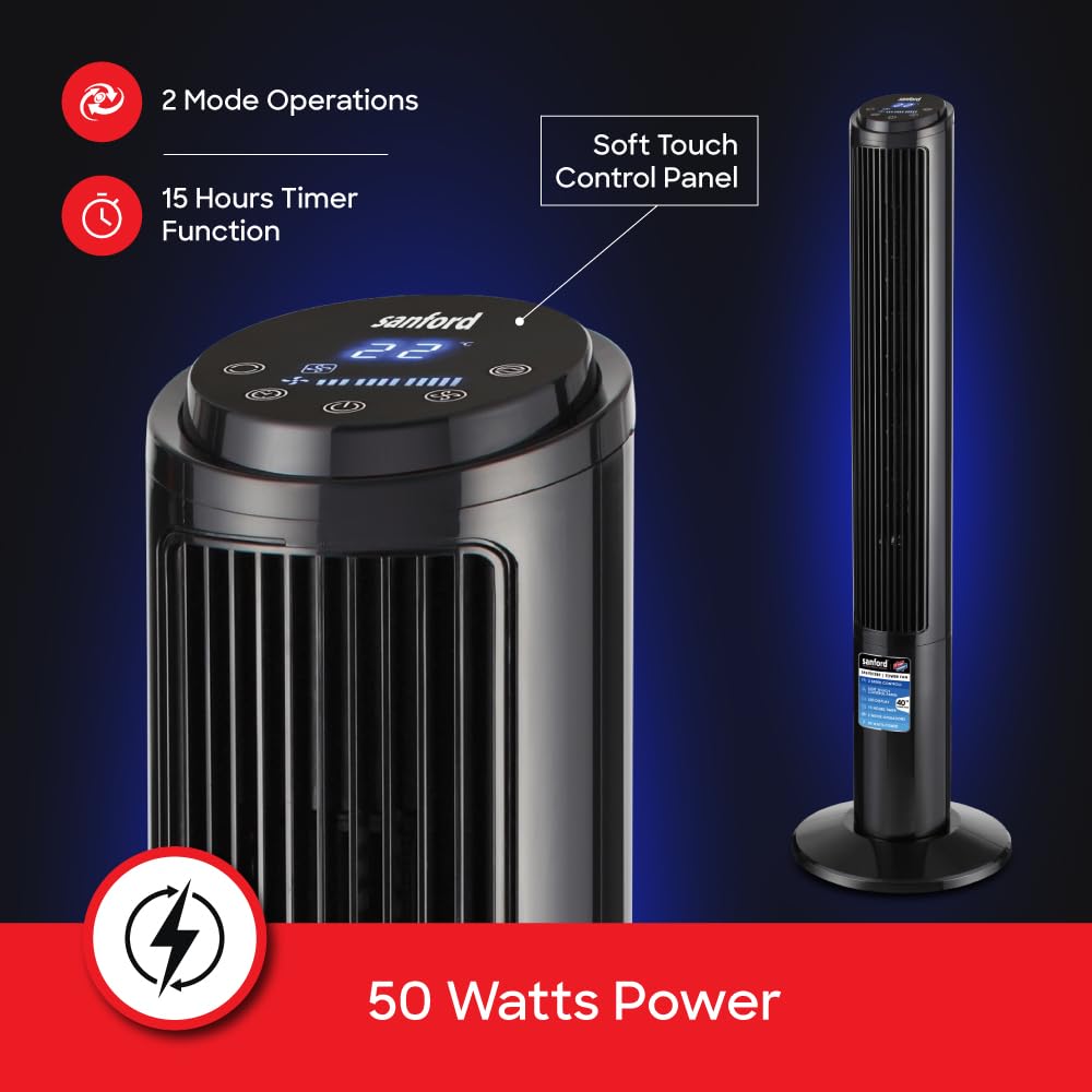Sanford Tower Fan with Remote 40" 75 Watts SF6702TRF BS-D