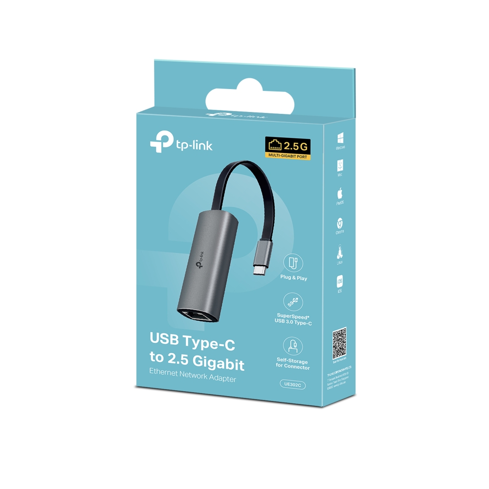 TP-Link UE302C USB 3.0 Type-C to 2.5 Gigabit Ethernet Network Adapter