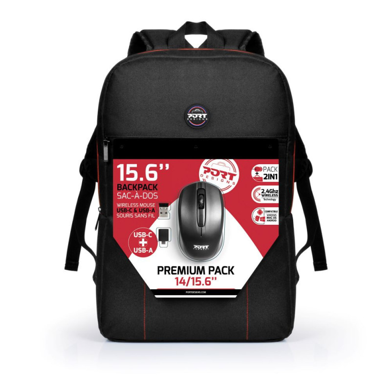 Port Designs Backpack 14/15.6" with Wireless Mouse Black 501901