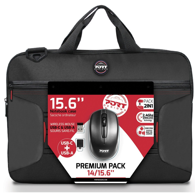Port Designs 14/15.6" Notebook Case + Wireless Mouse 2-in-1 Premium Pack 501873