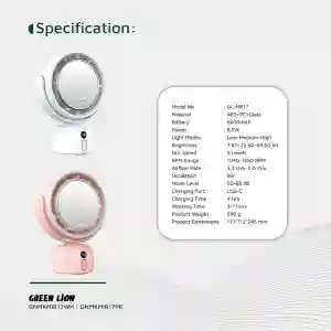 Green Lion Makeup Mirror Fan | LED Vanity Mirror with Cooling Fan