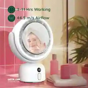 Green Lion Makeup Mirror Fan | LED Vanity Mirror with Cooling Fan