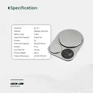 Green Lion Dual Kitchen Scale | 5kg / 11lbs Precision Digital Food Scale