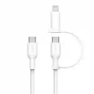 Belkin BOOSTCHARGE 2-in-1 USB-C to USB-C Braided Cable with Lightning White (BL-CBL-2IN1-USBC-LTG-WHT / CAC003hq1.5MWH)