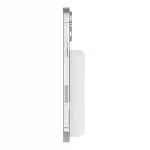 Belkin BoostCharge Magnetic Wireless Power Bank 5K + Stand for iPhone 14/13/12, White (BL-PB-MSafe-D004-5000C-WHT / BPD004btWT)