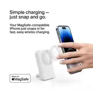 Belkin BoostCharge Magnetic Wireless Power Bank 5K + Stand for iPhone 14/13/12, White (BL-PB-MSafe-D004-5000C-WHT / BPD004btWT)