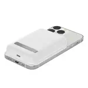Belkin BoostCharge Magnetic Wireless Power Bank 5K + Stand for iPhone 14/13/12, White (BL-PB-MSafe-D004-5000C-WHT / BPD004btWT)