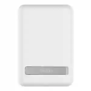 Belkin BoostCharge Magnetic Wireless Power Bank 5K + Stand for iPhone 14/13/12, White (BL-PB-MSafe-D004-5000C-WHT / BPD004btWT)