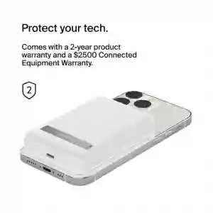 Belkin BoostCharge Magnetic Wireless Power Bank 5K + Stand for iPhone 14/13/12, White (BL-PB-MSafe-D004-5000C-WHT / BPD004btWT)