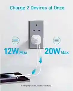 Anker 323 Charger with USB-C to Lightning Cable 33W 3ft White (B2331K21)