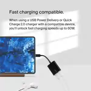 Belkin Rockstar USB-C Audio + Charger Adapter Black (F7U081BTBLK)
