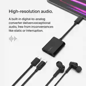 Belkin Rockstar USB-C Audio + Charger Adapter Black (F7U081BTBLK)