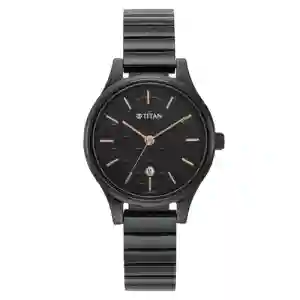 Titan Women Karishma Black Dial Metal Strap Watch