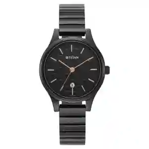 Titan Women Karishma Black Dial Metal Strap Watch