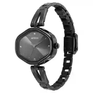Titan Women Karishma Black Dial Metal Strap Watch