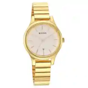 Titan Karishma Beige Dial Analog Stainless Steel Strap Watch for Women