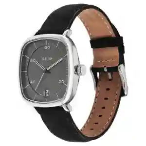 Titan Neo Curve Quartz Analog Anthracite Dial Black Leather Strap Watch for Men - 1885SL02