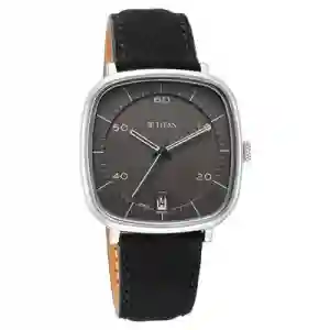 Titan Neo Curve Quartz Analog Anthracite Dial Black Leather Strap Watch for Men - 1885SL02