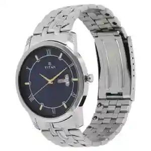 Titan Analog with Day and Date Blue Dial Stainless Steel Strap Watch for Men