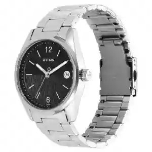 Titan Neo Black Dial Analog with Date Stainless Steel Strap Watch for Men