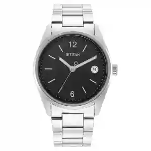 Titan Neo Black Dial Analog with Date Stainless Steel Strap Watch for Men