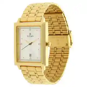 Titan Analog with Date Silver Dial Quartz Stainless Steel Strap Watch for Men