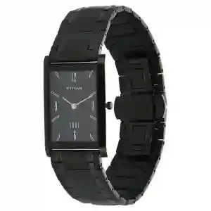Titan Edge Black Dial Analog Stainless Steel Strap Watch for Men – Ultra-Slim & Sophisticated Design