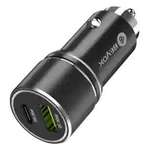 BEYOX BY-21 Car Charger 65W – Dual Port Type-C PD + QC Fast Charging Adapter