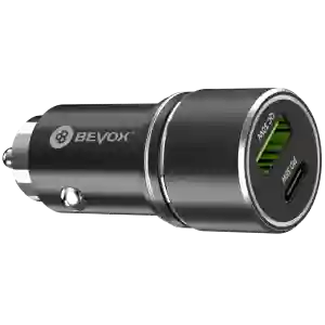 BEYOX BY-21 Car Charger 65W – Dual Port Type-C PD + QC Fast Charging Adapter