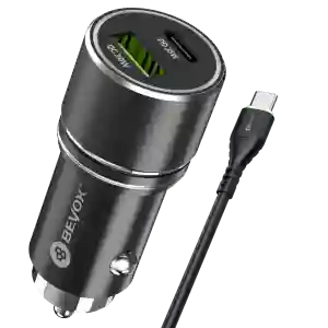 BEYOX BY-21 Car Charger 65W – Dual Port Type-C PD + QC Fast Charging Adapter