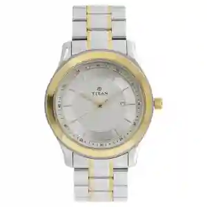 Titan Regalia Baron Silver Dial Analog with Date Stainless Steel Strap Watch for Men | Premium Classic Watch