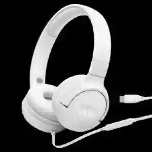 JBL Tune 520C USB-C White Wired Hi-Res On-Ear Headphones with Pure Bass Sound | Qatar-JBLT520C