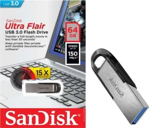 SanDisk 64GB Ultra Flair USB 3.0 Flash Drive 150MB/s SDCZ73-064G-G46