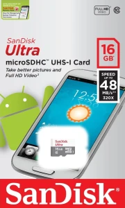 SanDisk Ultra 16GB UHS-I Class 10 MicroSDHC Card SDSQUNS-016G-GN3MN