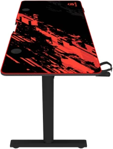 GamerTek GT-Elevate X Gaming Desk 140×60 cm with Headset & Cup Holder – Red & Black